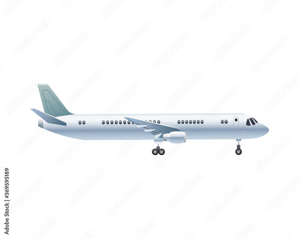 white airplane transport isolated icon