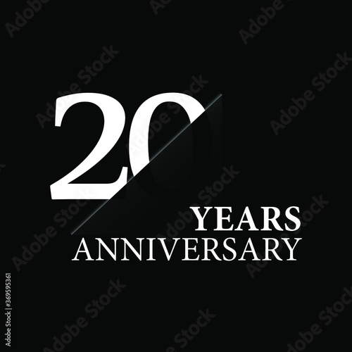 20 years anniversary celebration logo design. white cut style isolated