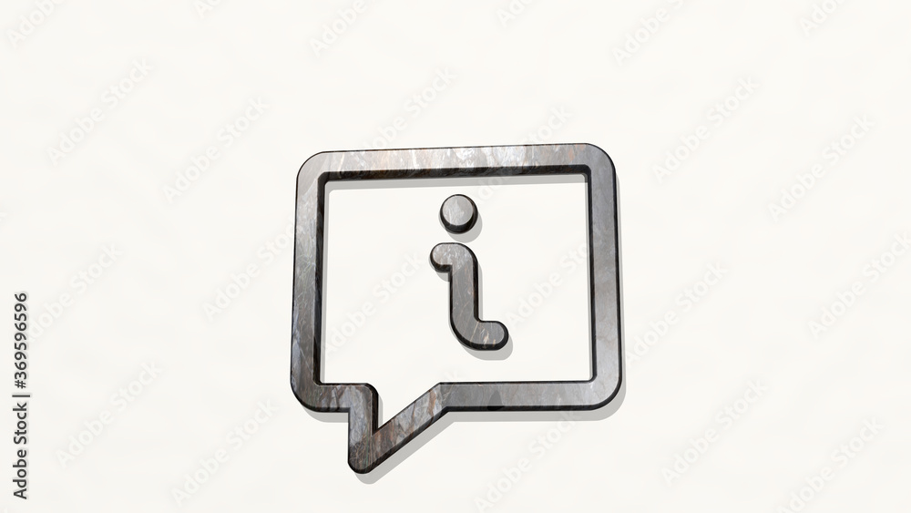 messages bubble square information made by 3D illustration of a shiny metallic sculpture on a wall with light background. concept and communication messages bubble square information made by 3D illustration of a shiny metallic sculpture on a wall with light background. concept and communication