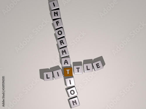 combination of LITTLE INFORMATION built by cubic letters from the top perspective, excellent for the concept presentation. girl and child photo