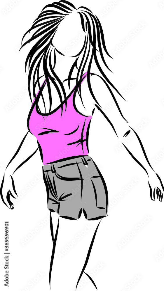 Impressionpretty woman modeling vector illustration Impressionpretty woman modeling vector illustration