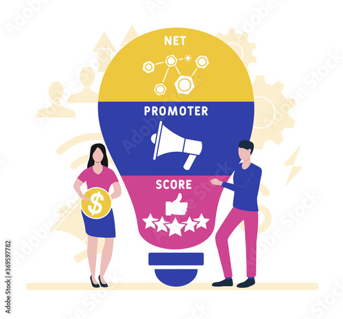 Flat design with people. NPS - Net Promoter Score. business concept.Vector illustration for website banner, marketing materials, business presentation, online advertising.