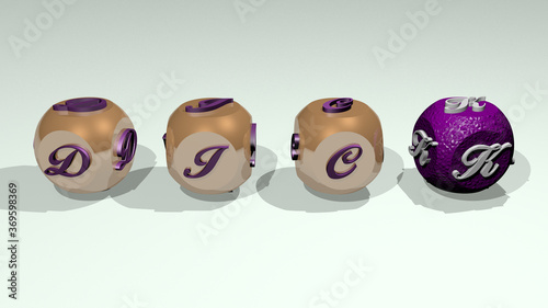 angry: DICK combined by dice letters and color crossing for the related meanings of the concept