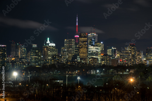 Panoramic view of Toronto Skyline at night time