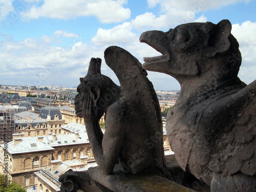 Gargoyles Atop Notre Dame in Paris