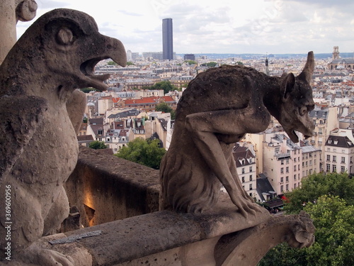 Gargoyles Atop Notre Dame in Paris