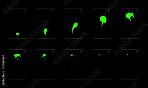 Smoke effect. liquid smoke animation sprite sheet. classic liquid smoke effect animation for game or cartoon or animation. vector style liquid animation effect 1665.