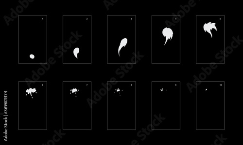 Smoke effect. Smoke animation sprite sheet. Classic smoke effect animation for game or cartoon or animation. Vector style animation effect 1661.