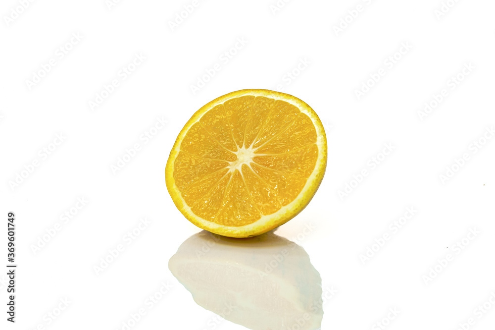 Half orange on white background Half orange on white background