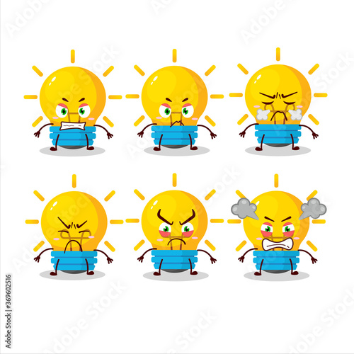 Lamp ideas cartoon character with various angry expressions