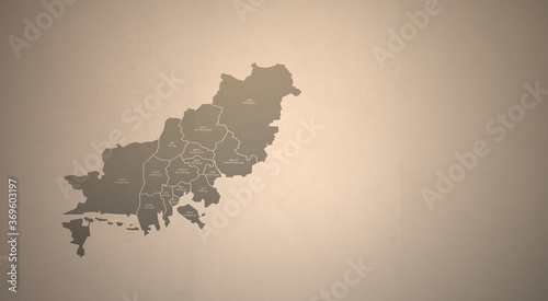 busan map. Map by South Korean Administrative Region 3d Illustration with Name