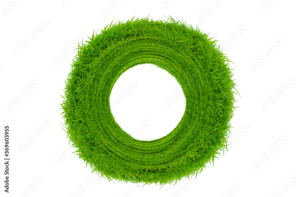 Green grass circles isolated on white background. Green grass circles isolated on white background.