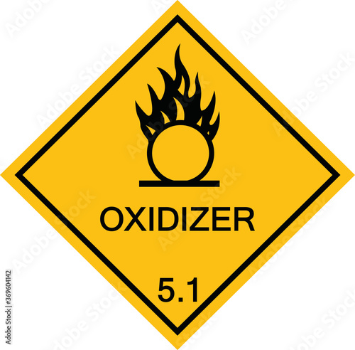Oxidizer transport hazard sign and symbol