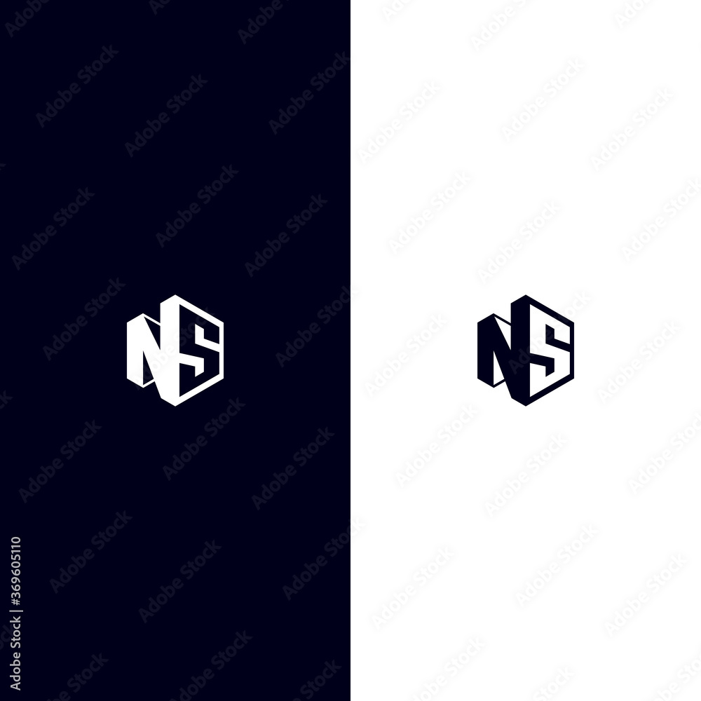 Letter N and S hexagon concept or negative space logo vector Stock ...