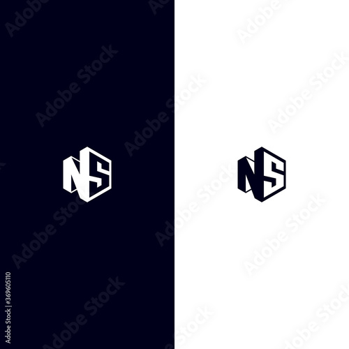 Letter N and S hexagon concept or negative space logo vector photo