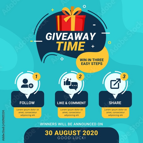 Giveaway steps for social media contest design concept