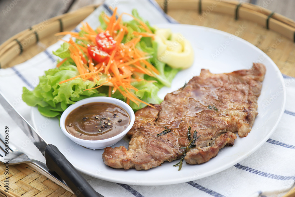 fresh steak meat cooked served on dish for healthy eating fresh steak meat cooked served on dish for healthy eating
