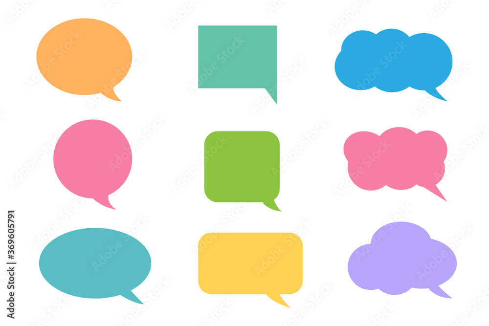 Colorful callout icons set isolated on white background, vector illustration. Colorful callout icons set isolated on white background, vector illustration.