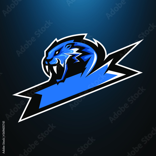 sabertooth tiger head mascot logo concept