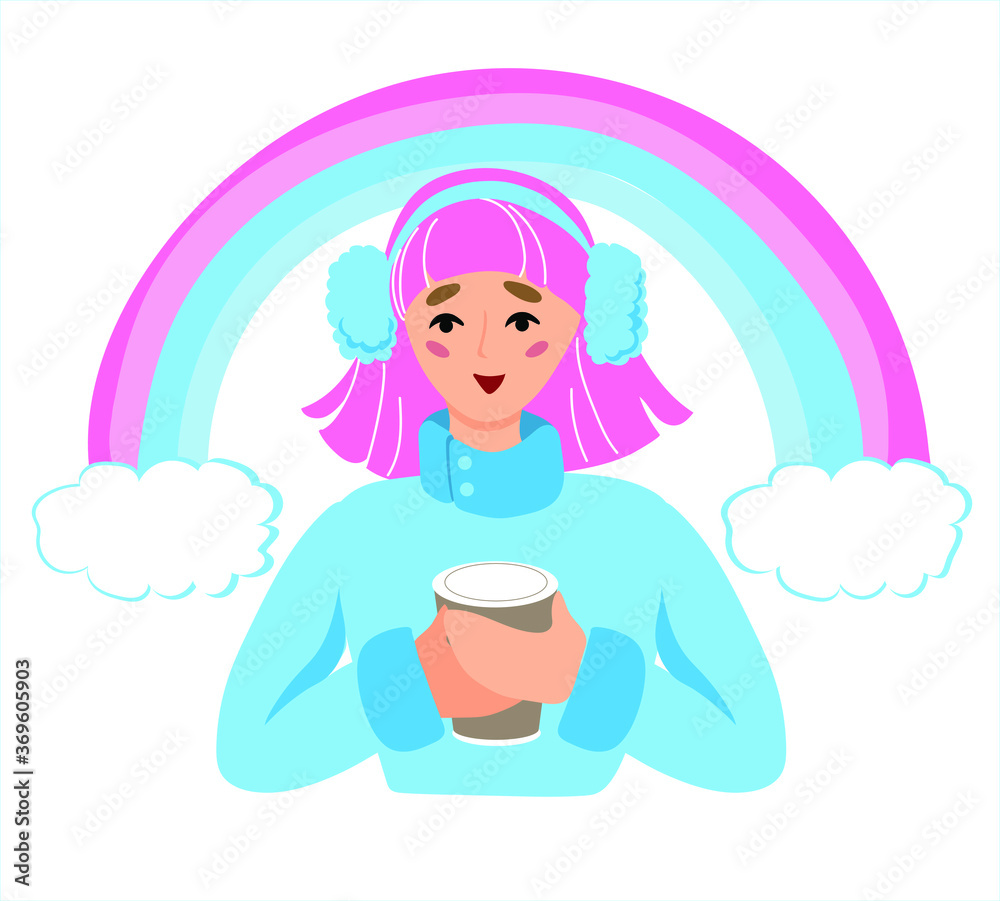 Woman holding mug with coffee on rainbow background. LGBT community.
Doodle style Woman holding mug with coffee on rainbow background. LGBT community.
Doodle style