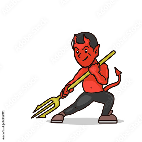 Cute devil mascot design illustration