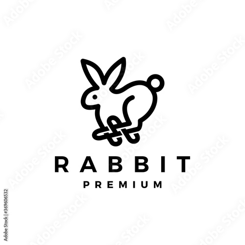 rabbit hare outline monoline logo vector icon illustration © gaga vastard