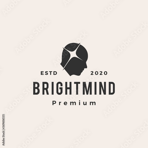 bright mind hipster vintage logo vector icon illustration