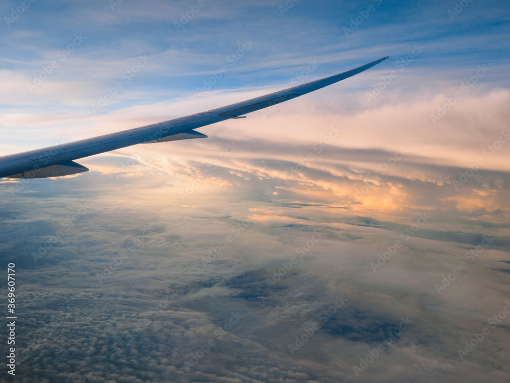 View of dawn from airplane View of dawn from airplane