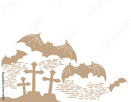 ハロウィン、レトロ調のイラスト背景素材。 ベクターイラスト。