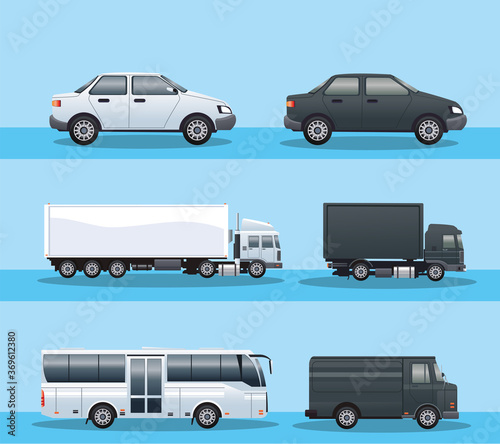 bundle of vehicles transport icons