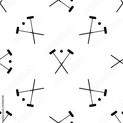 Black image the hammers and ball. Seamless croquet pattern Hammers and the ball croquet on a white background. Sign croquet sports. Sports equipment for croquet. Stock vectorcroquet. Stock vector © Yulia