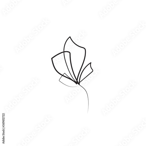 Nature vector continuous line drawing. Floral linear sketch for decoration. 