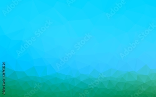 Light Blue, Green vector triangle mosaic texture. Creative illustration in halftone style with gradient. New texture for your design.