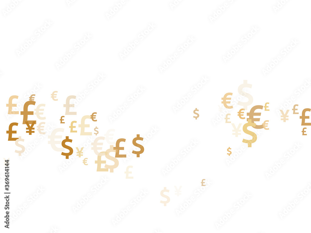 Euro dollar pound yen gold symbols scatter currency vector background. Commerce concept. Currency 