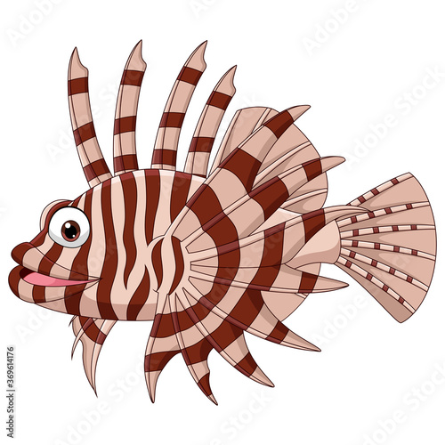 Cartoon scorpion fish isolated on white background