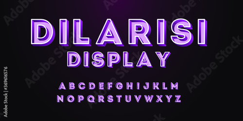 Vector illustration isolated on black background. Display font alphabet, beach style and 3D looking.