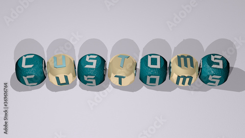 combination of CUSTOMS built by cubic letters from the top perspective, excellent for the concept presentation. illustration and business