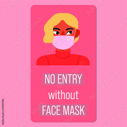  Poster with a man prohibiting entry without a mask