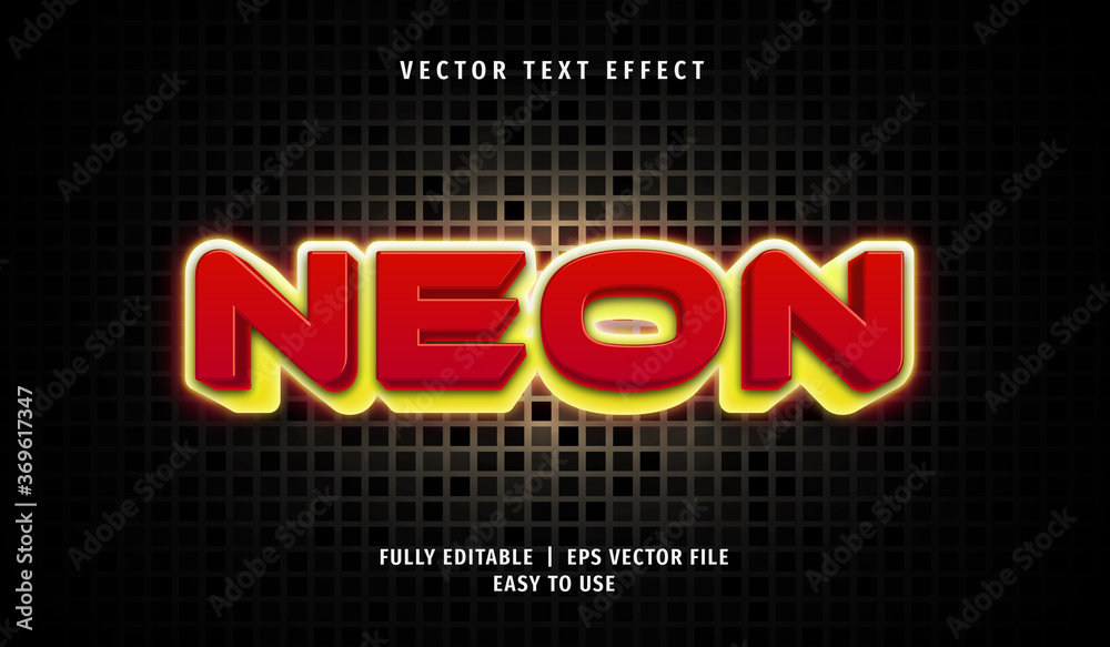 Obraz premium 3D Neon Text effect, Editable Text Style