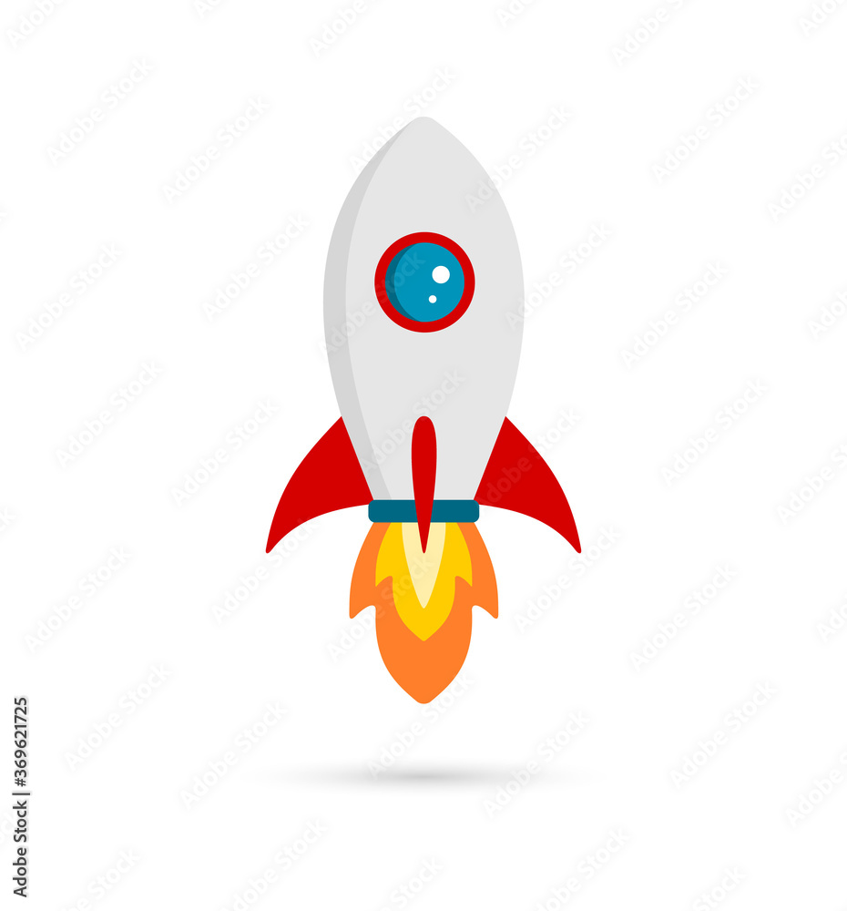Vector illustration of a launched space rocket, spaceship on a light background. Vector illustration of a launched space rocket, spaceship on a light background.