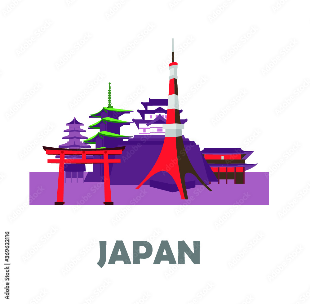 Naklejka premium Tokio Tower, Torii Gates,Pagoda