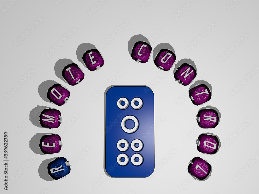 3D graphical image of REMOTE CONTROL vertically along with text built ...