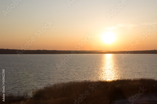 sunset over river