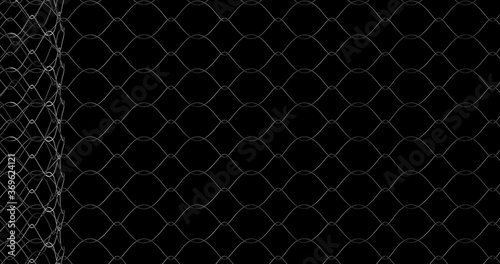 Render with unwrapping roll of mesh fence on black background