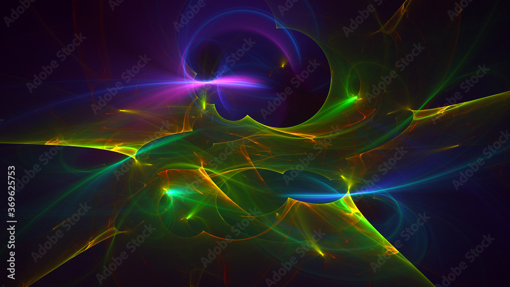 Fototapeta premium 3D rendering abstract blue fractal light background