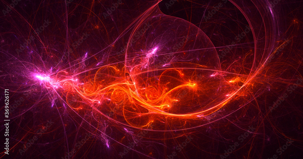 3D rendering abstract red fractal light background