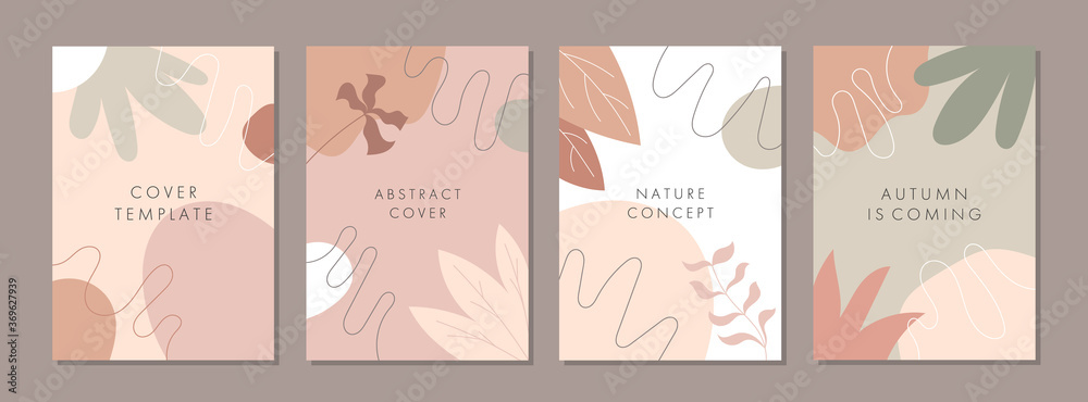 Set of abstract creative artistic templates with autumn concept. Universal cover Designs for Annual Report, Brochures, Flyers, Presentations, Leaflet, Magazine.