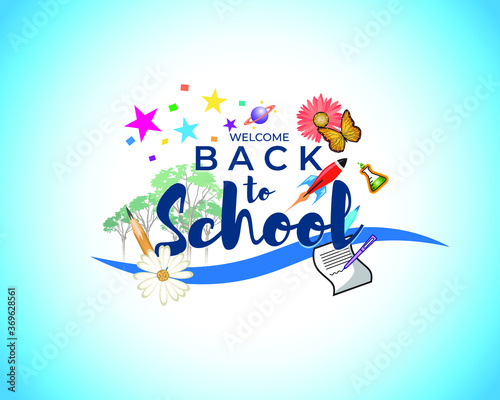 CONCEPT BACKGROUND FOR WELCOME BACK TO SCHOOL - VECTOR ILLUSTRATION 