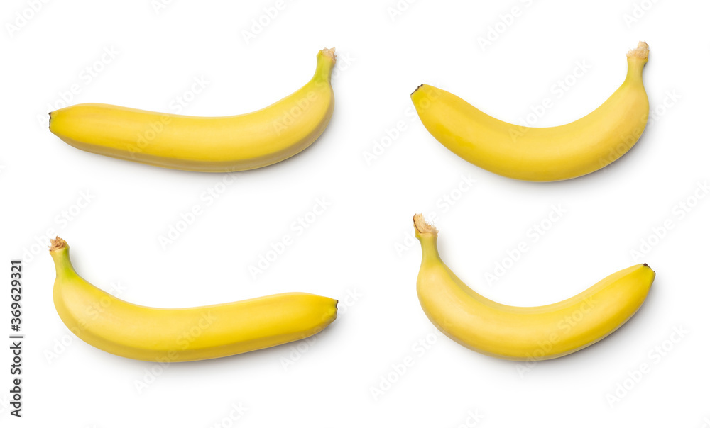 Collection of bananas isolated on white background