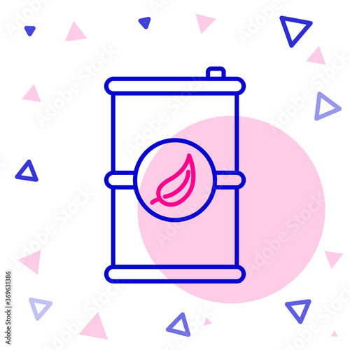 Line Bio fuel barrel icon isolated on white background. Eco bio and canister. Green environment and recycle. Colorful outline concept. Vector Illustration.